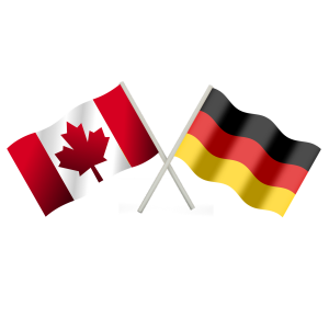 two flags intersectingç flag of Canada and of Germany