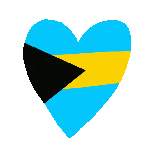 heart in the colors of a bahamian flag (black, blue and yellow)