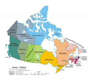 political map of Canada