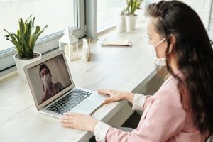 Accountant having a video call with a client