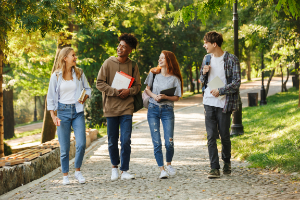 International students walking in a Canadian university