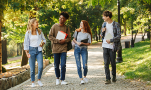 International students walking in a Canadian university