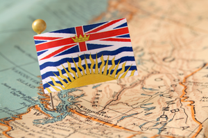 Map with British Columbia Flag