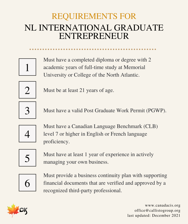 NL International Graduate Entrepreneur Requirements